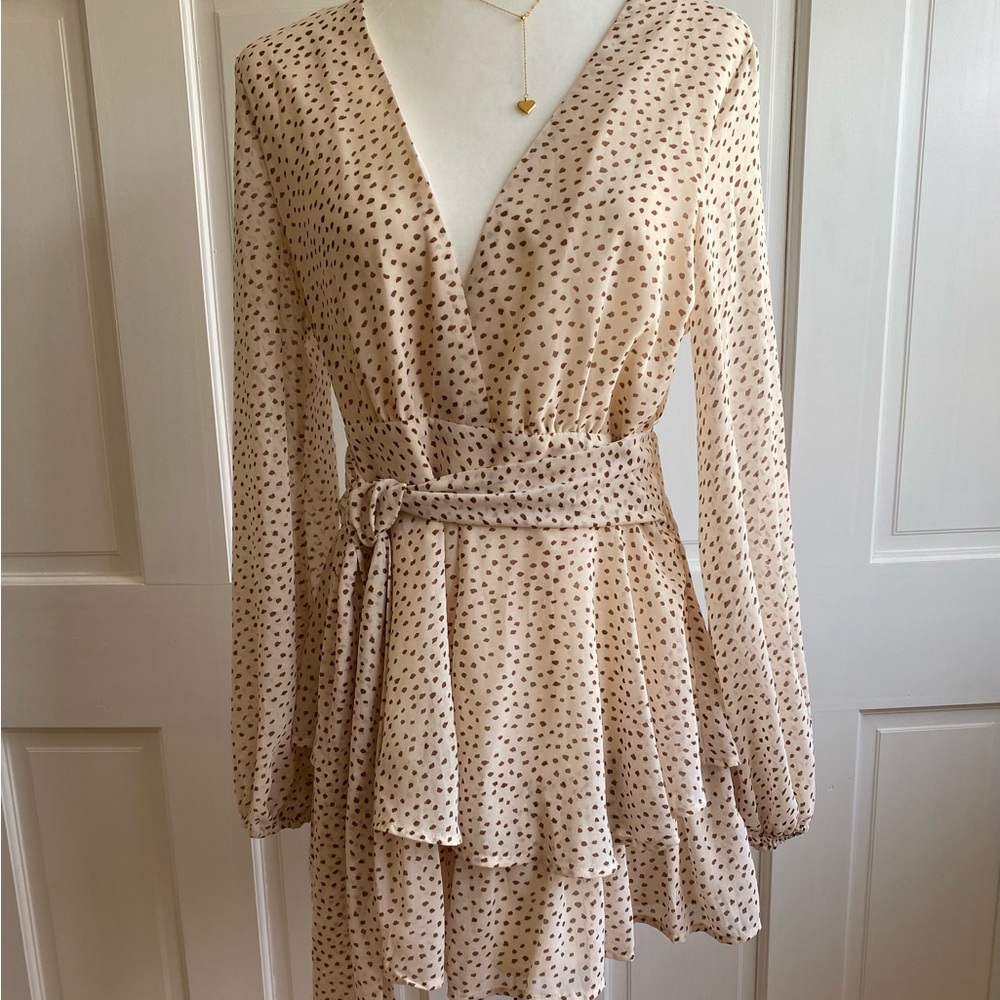 NWT Saints & Secrets Cream And Brown Polka Dot Skort Dress